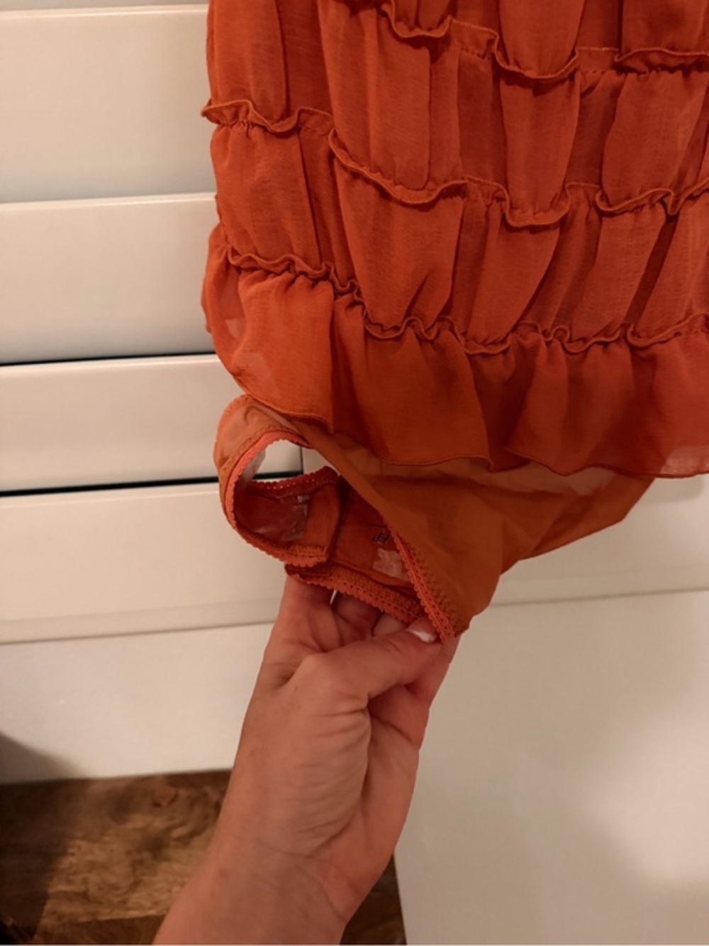 Free People Orange Ruffled Bodysuit XS Womens - never been worn